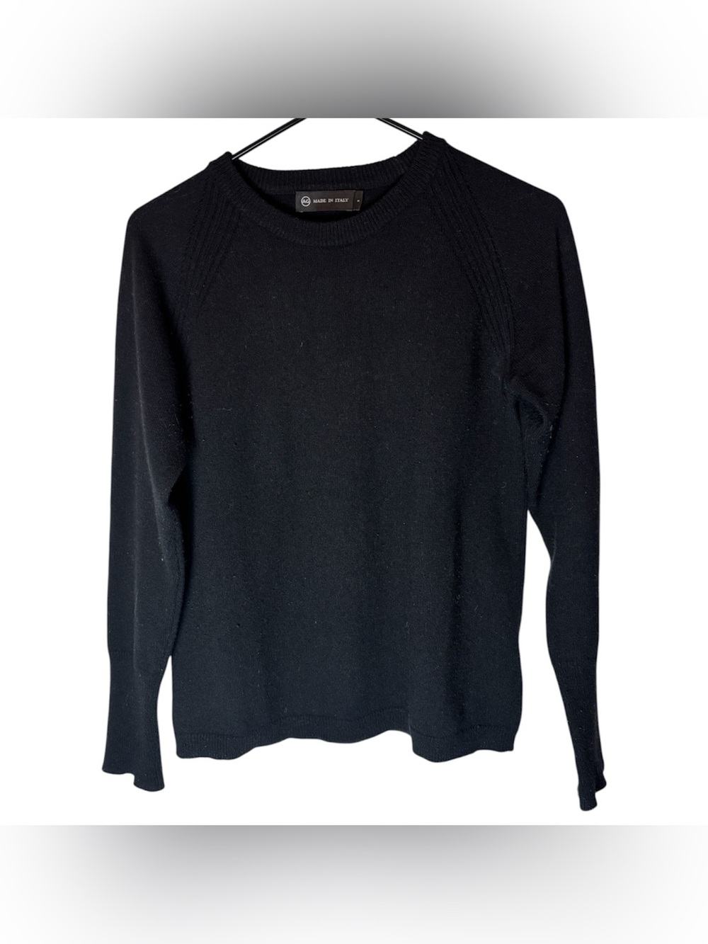 AG Adriano Goldschmied Black Cashmere Blend Crewneck Sweater Made in Italy Sz S